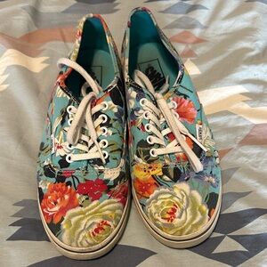 Vans Women's Floral Canvas Sneakers - Blue and Red